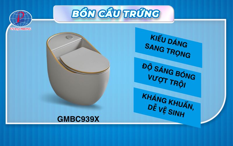 Bồn cầu trứng Gama GMBC939X xám viền vàng