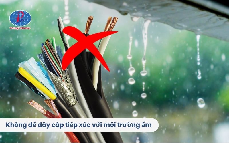 Không để dây cáp tiếp xúc với môi trường ẩm