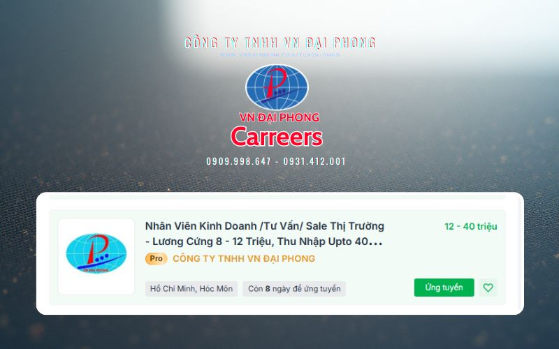 VN Đại Phong - Tuyển dụng nhân viên kinh doanh thị trường